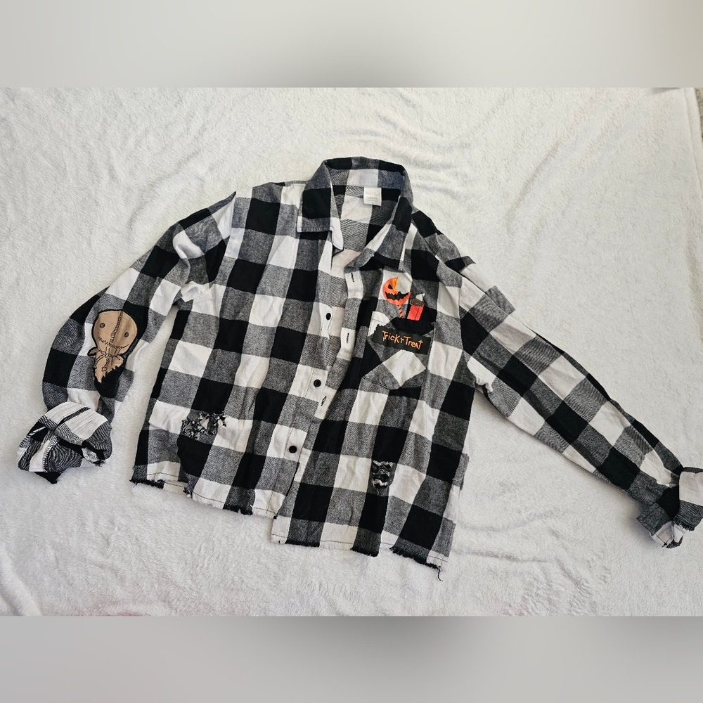 Black and White Checkered Jacket with Patches